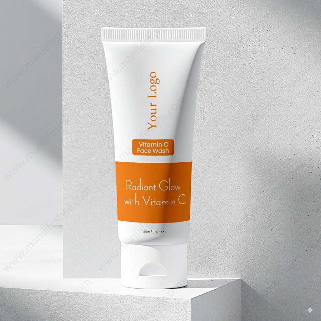 Vitamin C face wash product with fresh oranges